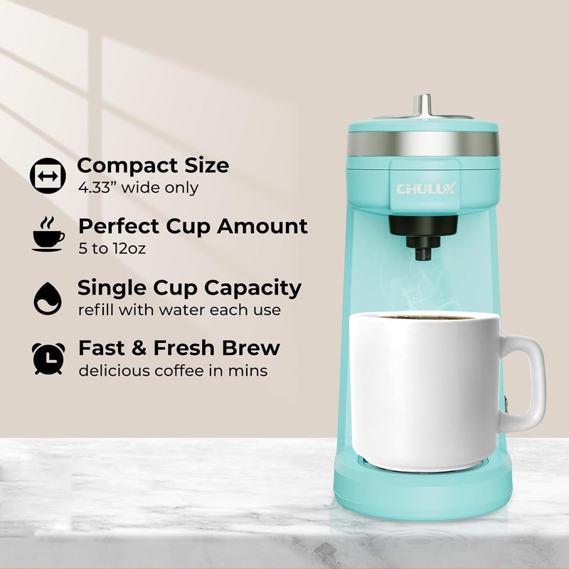 CHULUX Mini Coffee Maker for K Capsule, Single Serve Coffee Maker for One Cup Americano, Lightweight Pod Coffee Machine, Aqua - Image 2